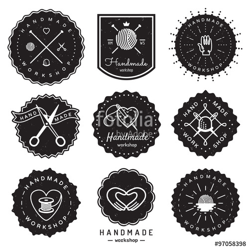 500x500 Handmade Workshop Logo Vintage Vector Set Hipster And Retro Style