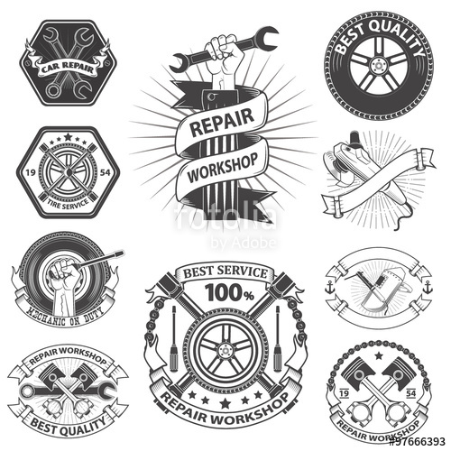 500x500 Logo For Repair Workshop Emblem Mechanics Tools Mechanics