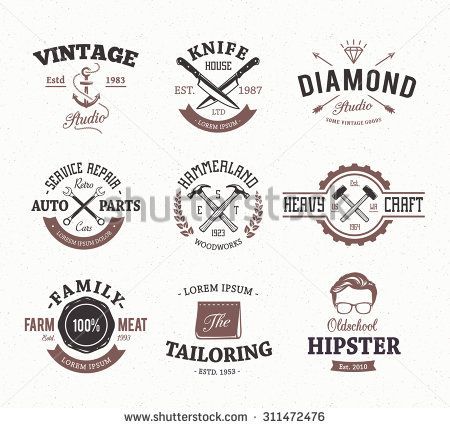 450x428 Set Of Retro Styled Emblems Workshop Logo Templates Different
