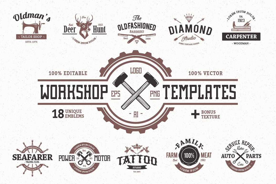 1158x772 Workshop Logo Templates
