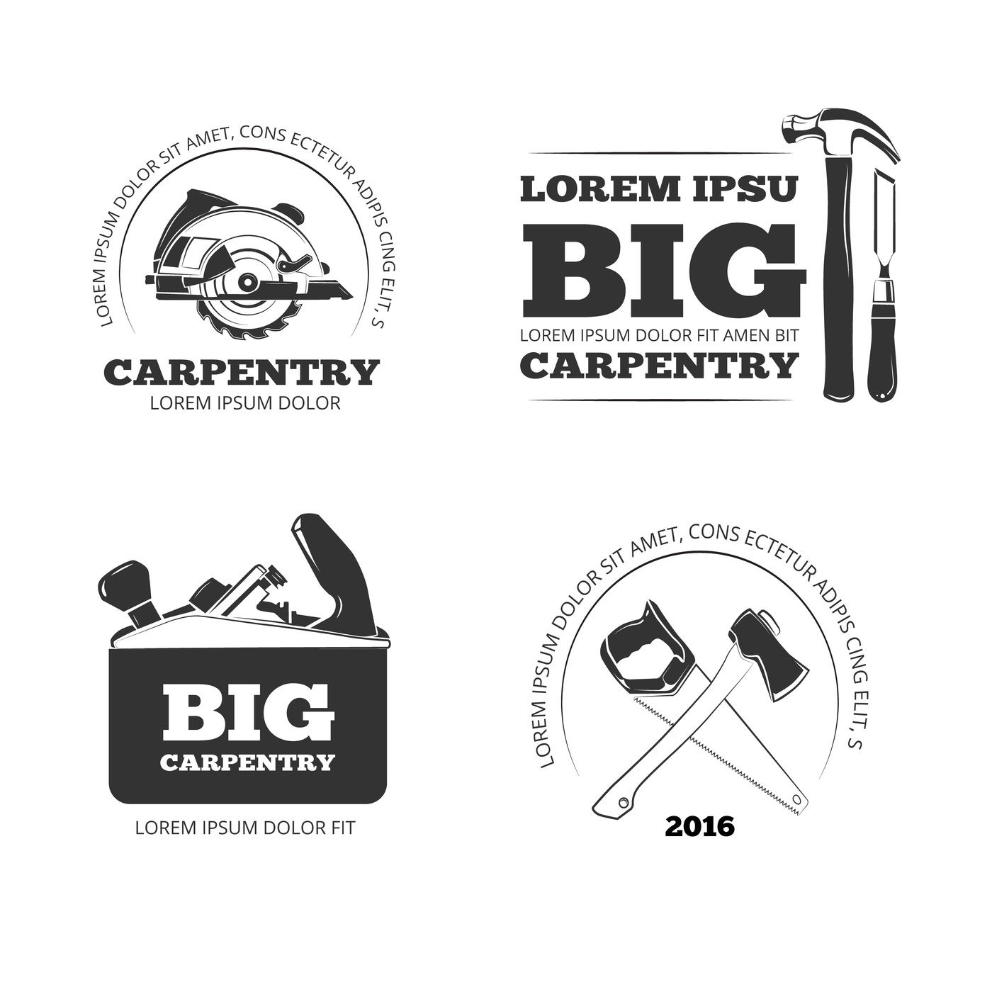 1400x1400 Carpentry, Workshop Vector Labels, Logos, Badges And Emblems