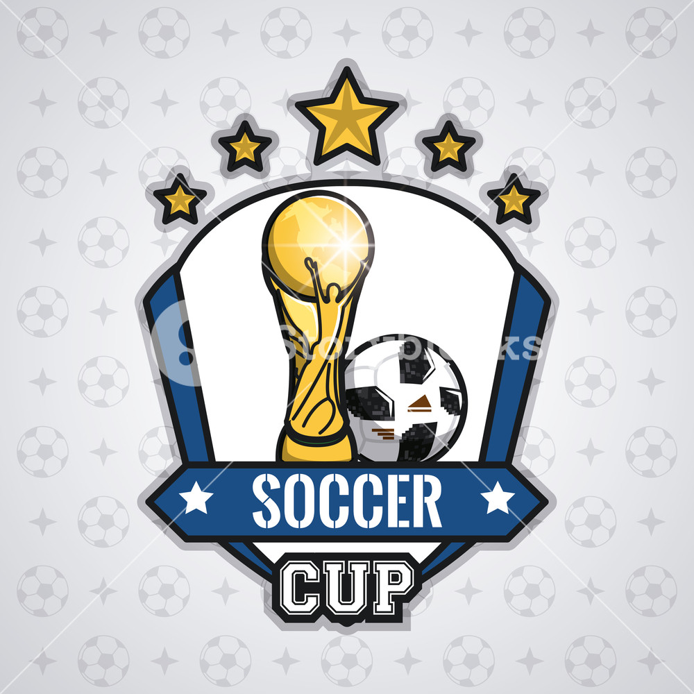 1000x1000 Soccer World Cup With Trophy And Stars Vector Illustration Graphic