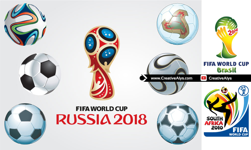 1000x600 Fifa World Cup Footballs And Logos In Vector Creative Alys