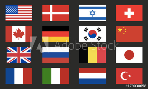 500x300 World Flags Vector Set World Flags Icons Isolated On Black