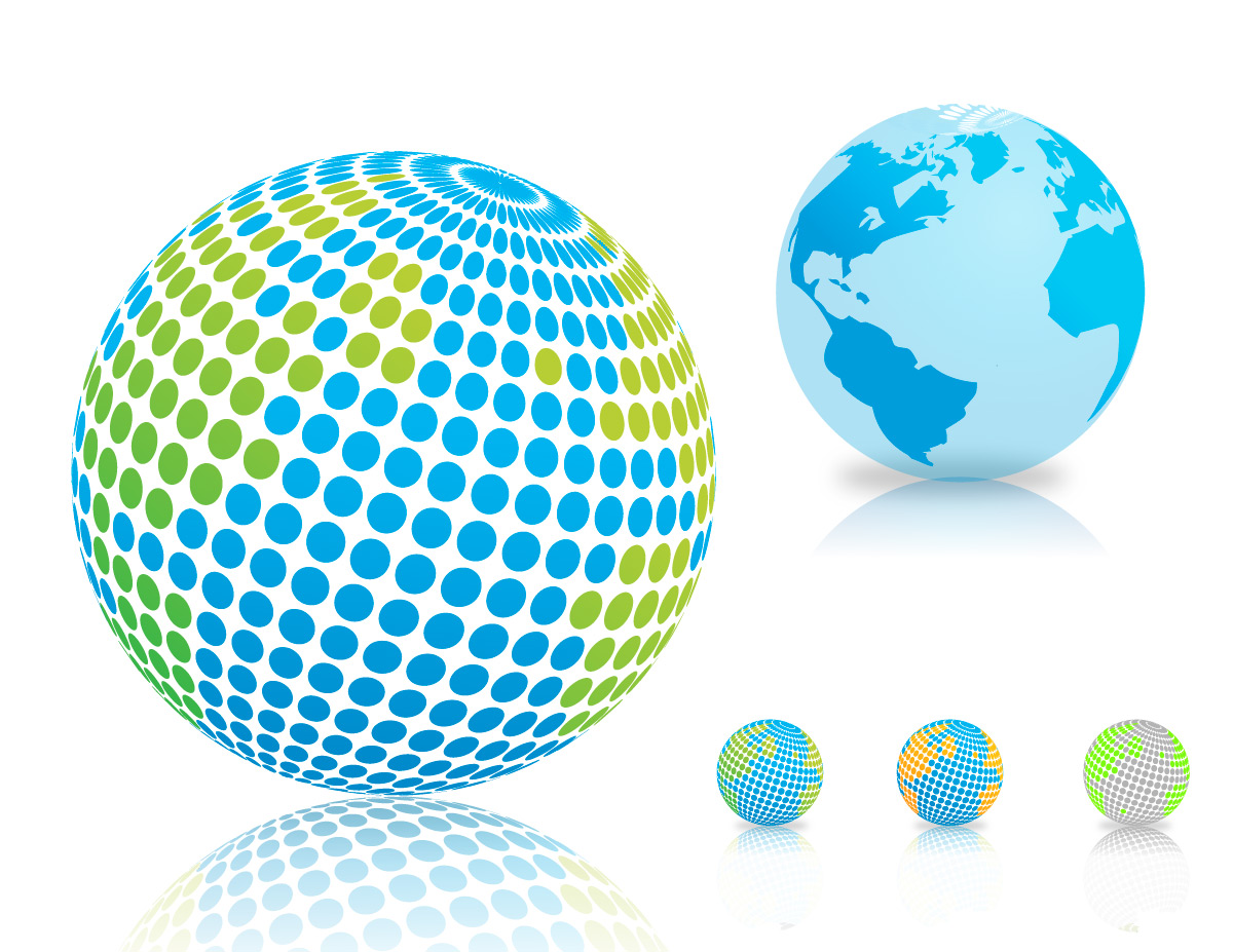World Globe Vector Set 1200x927 World Globe Vector Set