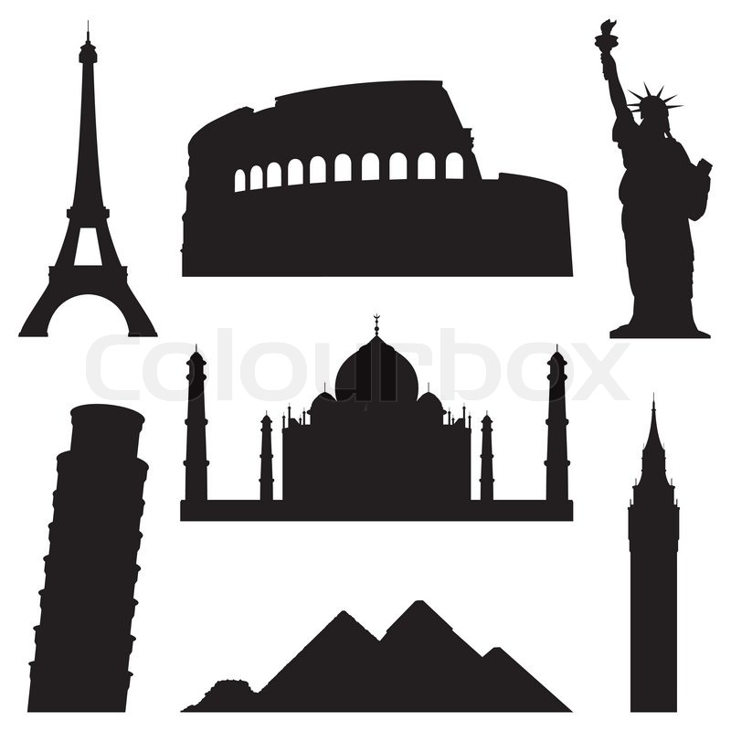800x800 Set Of Silhouettes Of World's Famous Stock Vector Colourbox