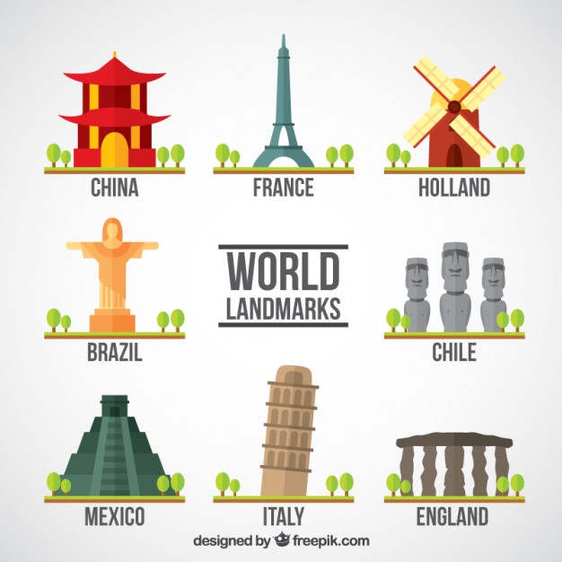 626x626 Touristic World Monuments Vector Free Download