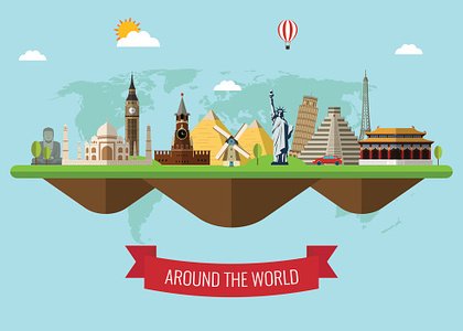 420x300 Travel Background With Famous World Landmarks Vector Illustration