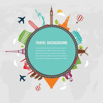 416x416 Travel Composition With Famous World Landmarks Vector Illustration