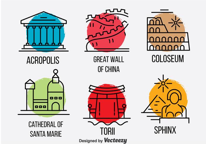 700x490 World Landmark Vector Set