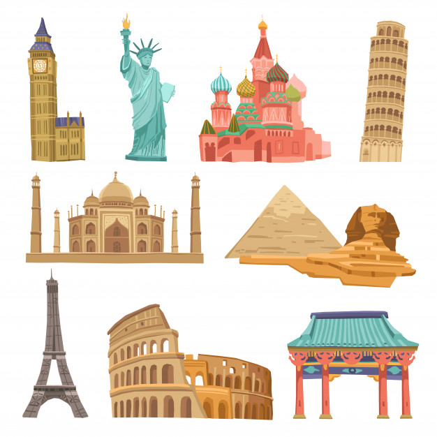 626x626 World Landmarks Set Vector Free Download