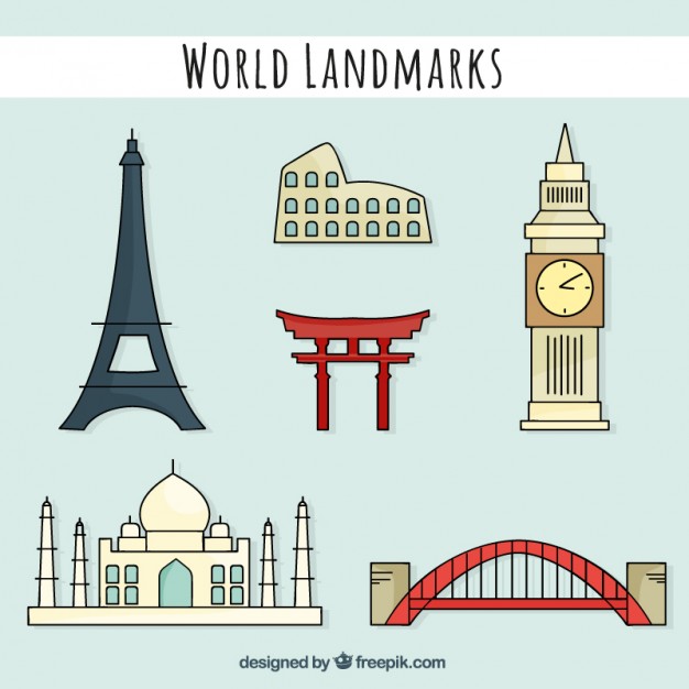626x626 Interesting World Landmarks Vector Free Download