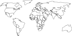 296x150 Black White Outline World Map No Background Clip Art