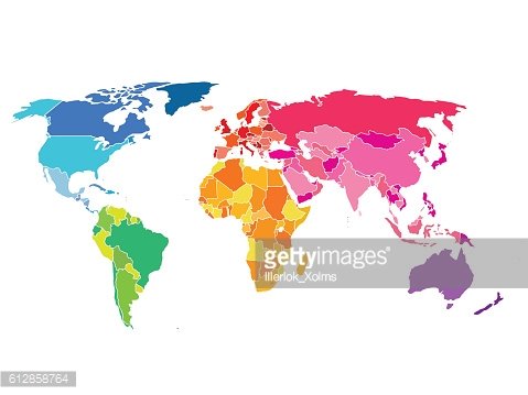 479x359 World Map With Colorful Countries Vector Organized