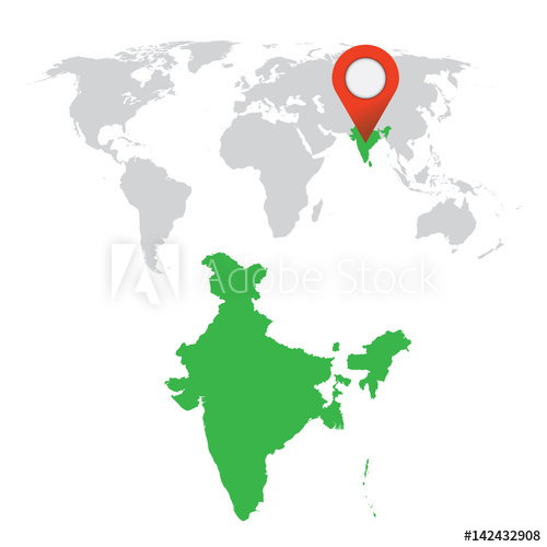 Detailed Map Of India And World Map Navigation Set Flat Vector 500x500 Detailed Map Of India And World Map Navigation Set Flat Vector