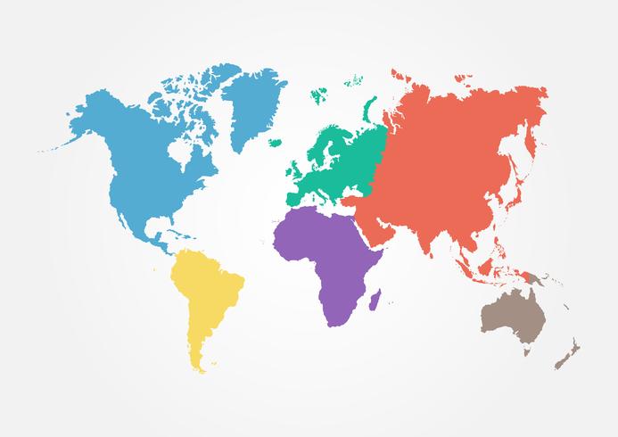 Vector World Map With Continent In Different Color Flat Design 693x490 Vector World Map With Continent In Different Color Flat Design
