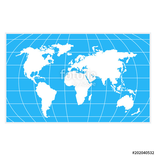 White World Map On A Blue Background Flat Vector Cartoon 500x500 White World Map On A Blue Background Flat Vector Cartoon