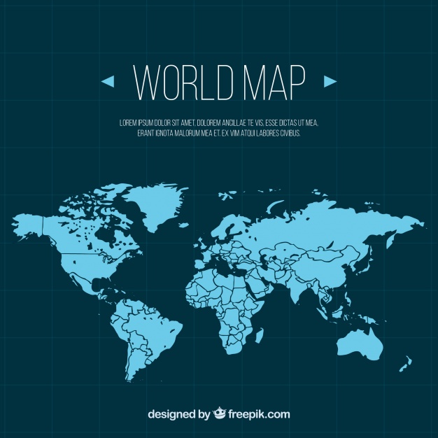 Blue World Map In Flat Design Vector Free Download 626x626 Blue World Map In Flat Design Vector Free Download