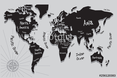 500x334 Simple Stylized World Map Silhouette Stock Image And Royalty Free