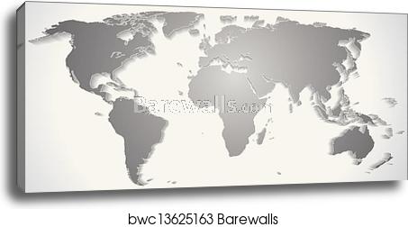 453x252 World Map Silhouette Vector Graphics, Canvas Print Barewalls