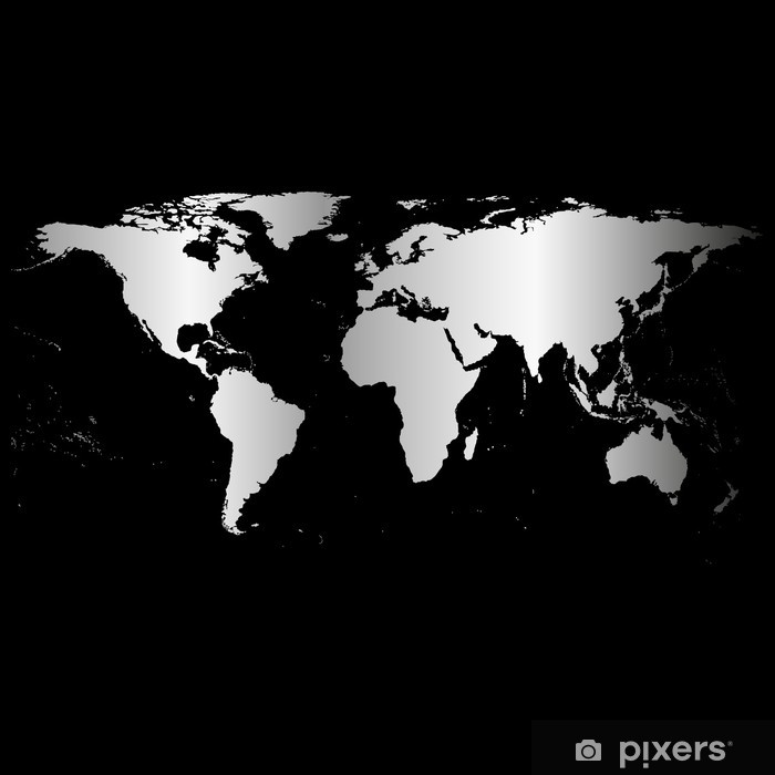 700x700 Black World Map Vector Wall Mural