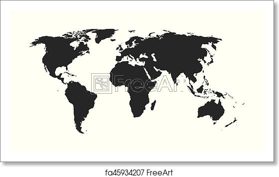 World Map Vector Black And White at Vectorified.com | Collection of ...