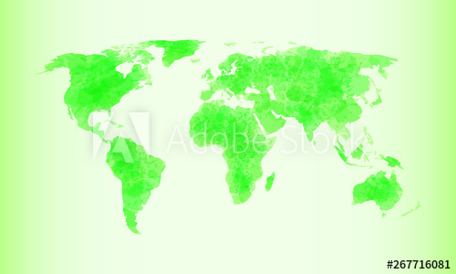 Green Watercolor World Map Vector Illustration With Different 500x300 Green Watercolor World Map Vector Illustration With Different