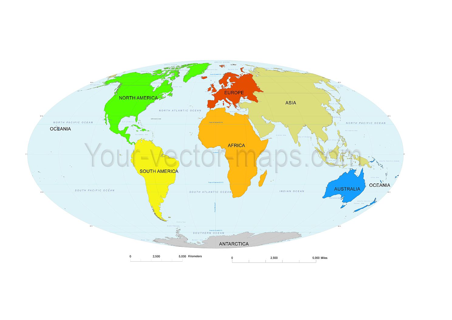 Colored Continent Map Of Wolrd Mollweide Projection Map 1488x1052 Colored Continent Map Of Wolrd Mollweide Projection Map