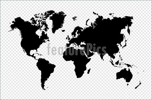 500x328 Black Silhouette Isolated World Map Vector