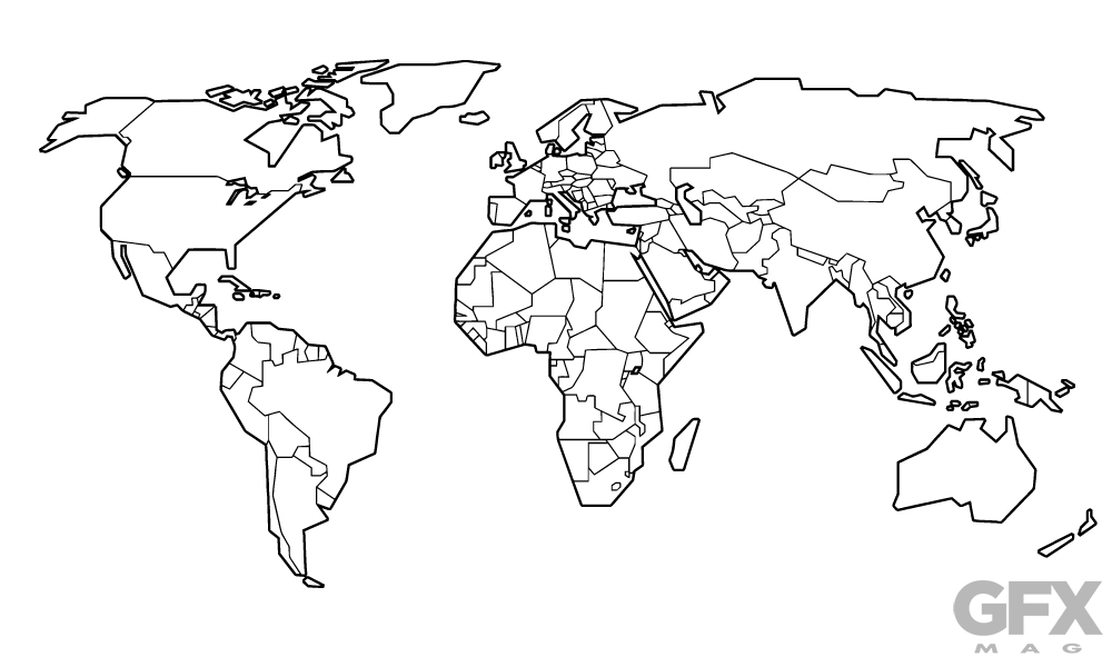 1000x600 Free Vector Stylised World Map Outline Clip Art Free Download