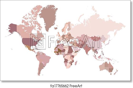 560x370 Free Art Print Of Multicolored World Map, Vector Illustration