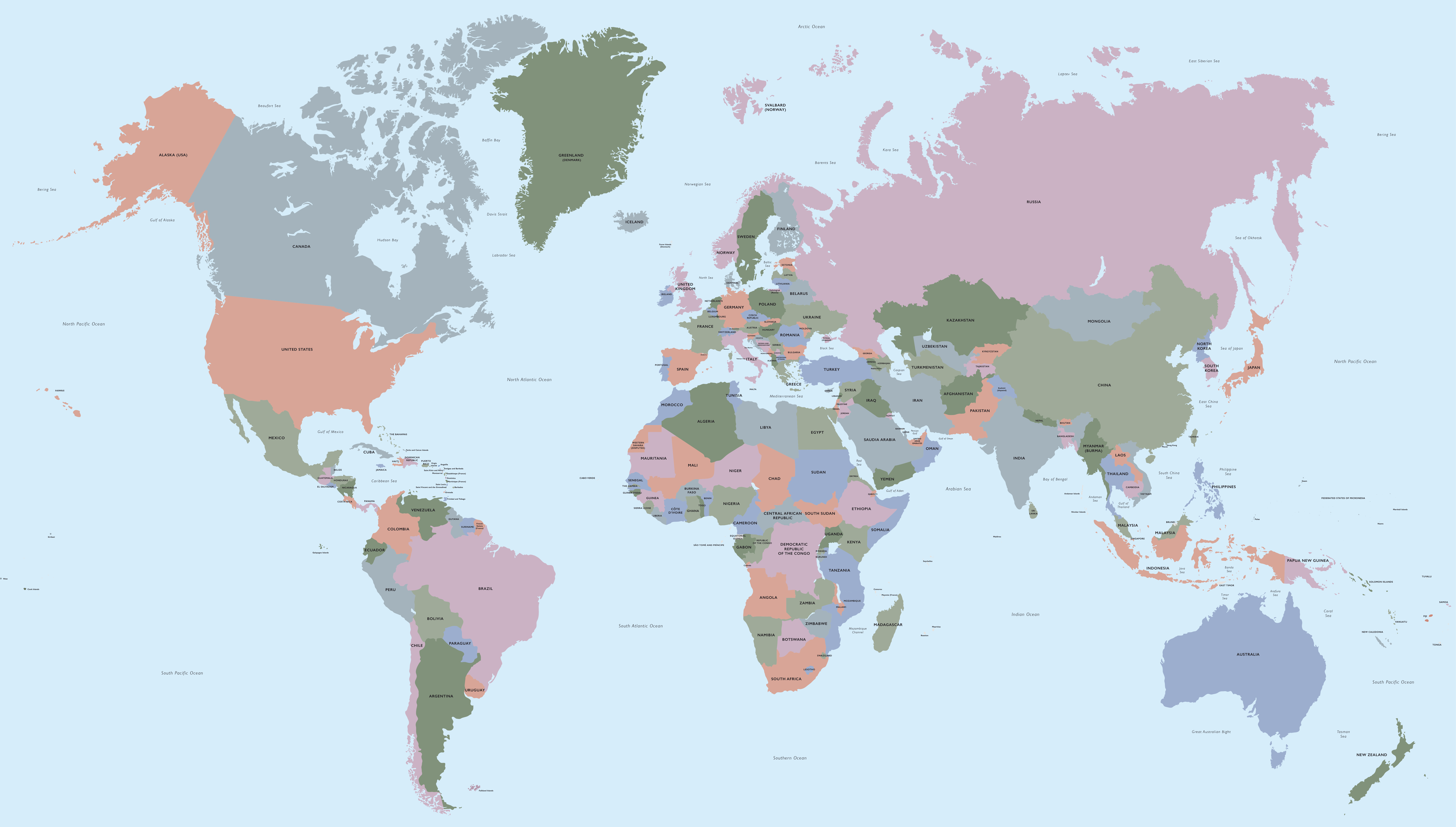 8192x4653 Vector World Map With All Countries
