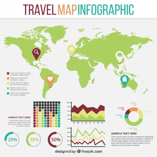 626x626 Green World Map Infographic Vector Free Download
