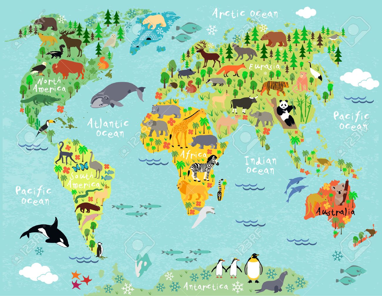 1300x1009 Animal Map Of The World Vector Download Them And Print