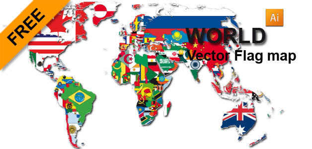 Free Vector Flag World Map 628x300 Free Vector Flag World Map