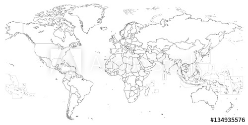 500x253 Vector High Detailed Outline Of Political World