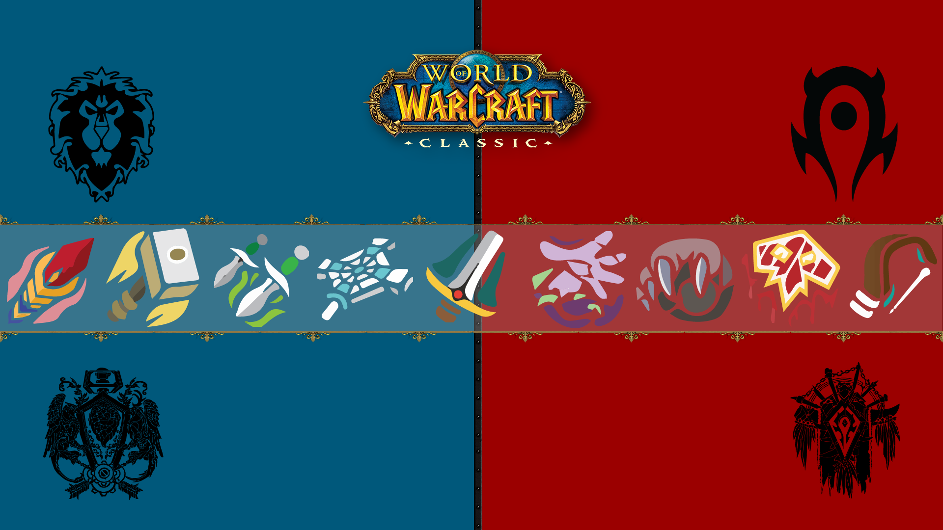 Wow Wallpaper With Vector Class Icons Classicwow 1920x1080 Wow Wallpaper With Vector Class Icons Classicwow