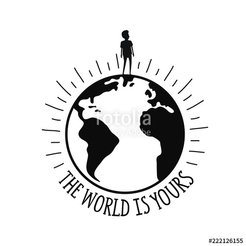 500x500 Vector Illustration With Confident Young Man Silhouette On The Top