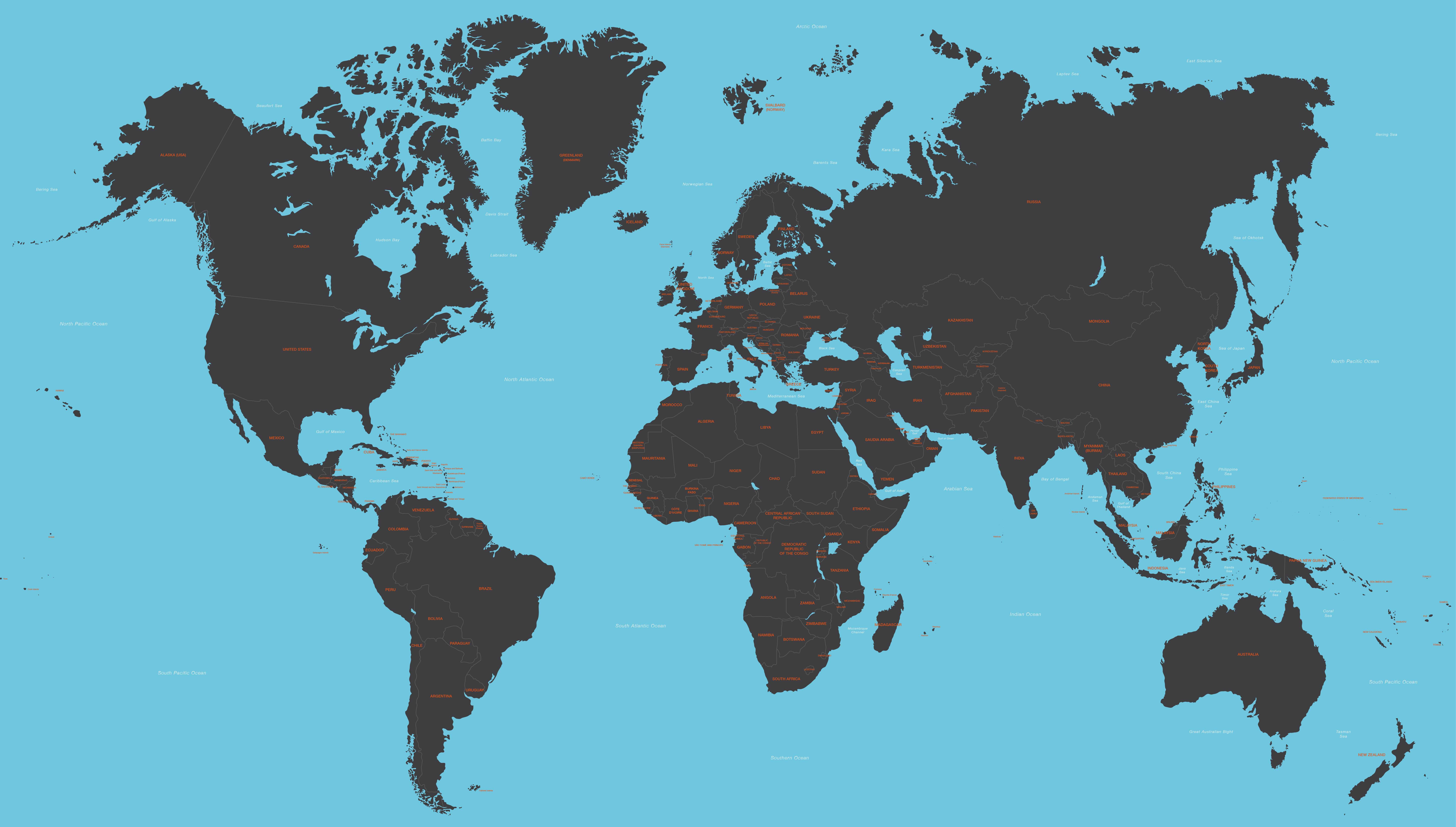 8192x4653 Vector World Map With All Countries
