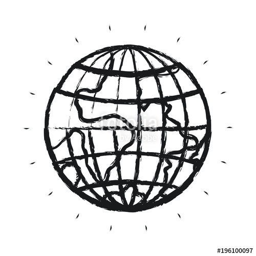 500x500 Blurred Silhouette Front View Globe Earth World Vector