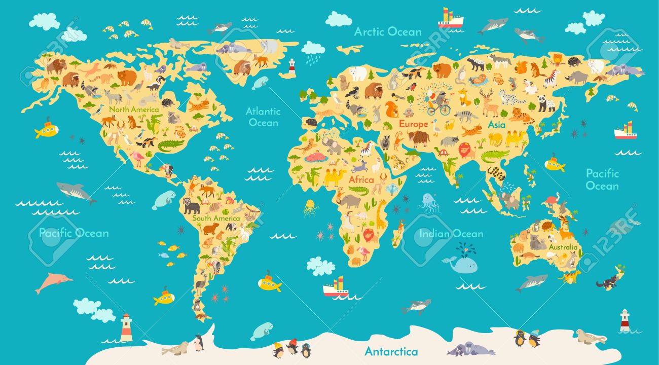 Animal Map Of The World Vector Download Them And Print 1300x720 Animal Map Of The World Vector Download Them And Print