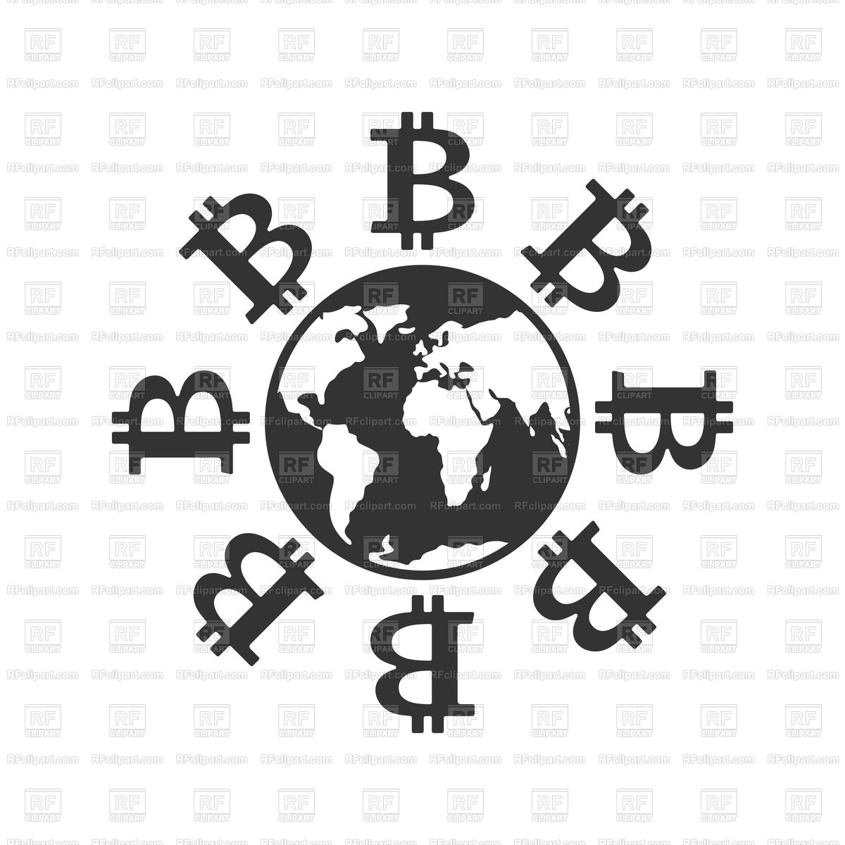 Bitcoin In World Cryptocurrency Around The World Vector Image 1200x1200 Bitcoin In World Cryptocurrency Around The World Vector Image