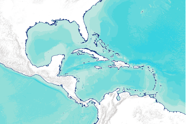 612x406 World Vector Shoreline Of The Gulf Of Mexico And Caribbean Sea