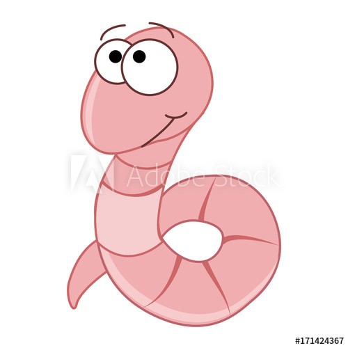 500x500 Cute Cartoon Worm Vector Illustration Isolated On White