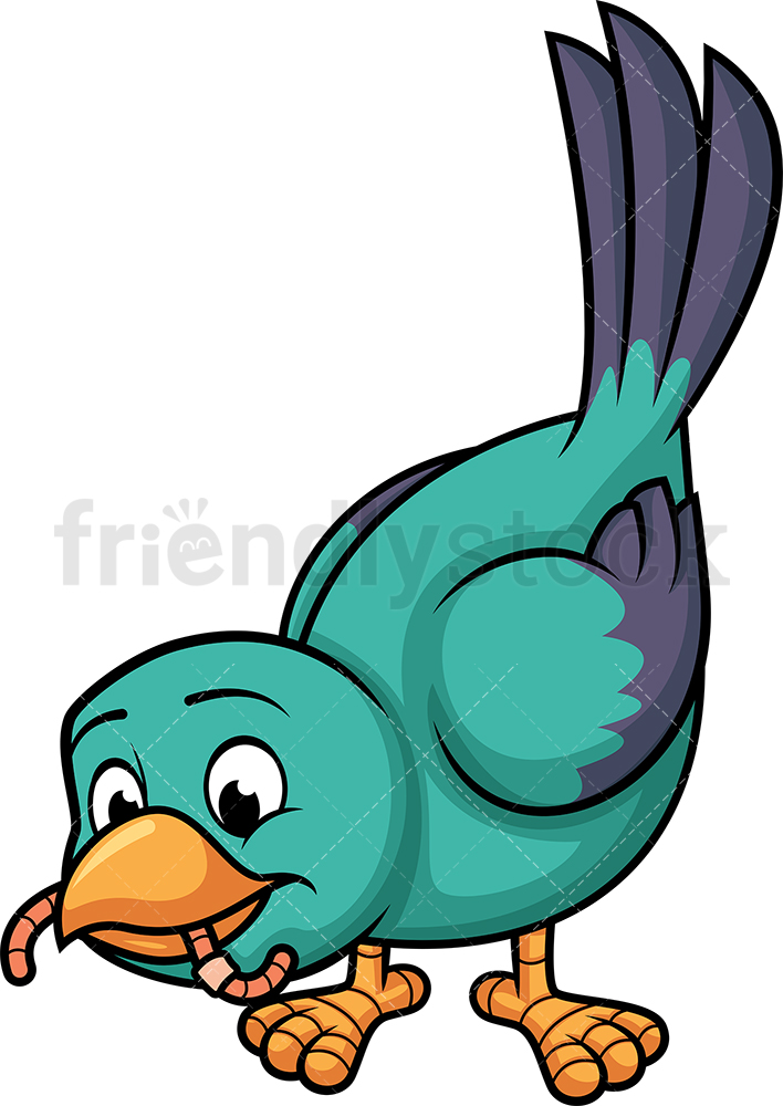 708x1000 Bird Eating Worm Cartoon Vector Clipart