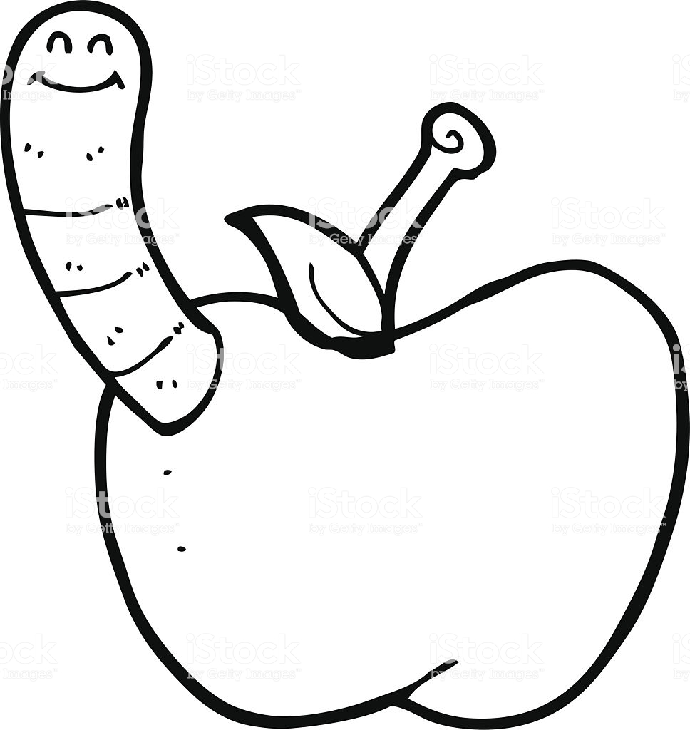968x1024 Cartoon Apple With Worm Vector Wurm Clipart
