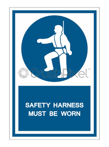 372x500 Safety Harness Must Be Worn Symbols Sign Isolate On White, Stock