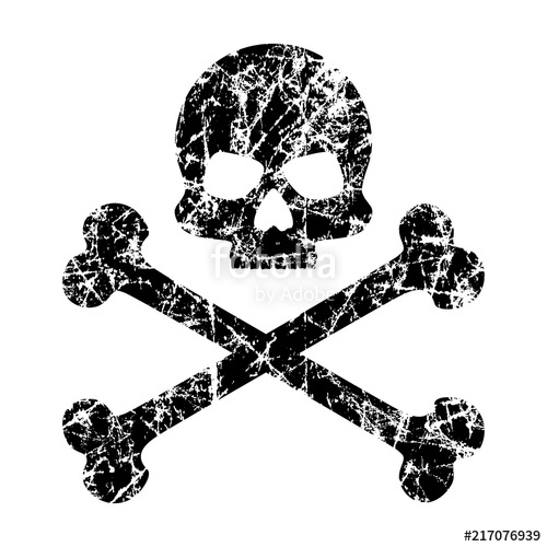 500x500 The Skull And Crossbones Scratched On An Isolated White Background