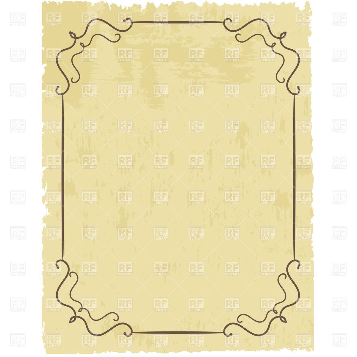1200x1200 Vintage Simple Frame On Worn Sheet Of Lacerated Paper Vector Image
