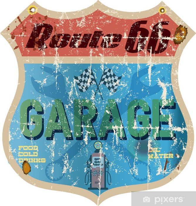 667x700 Route Garage Sign,bleeched And Worn, Vector Wall Mural